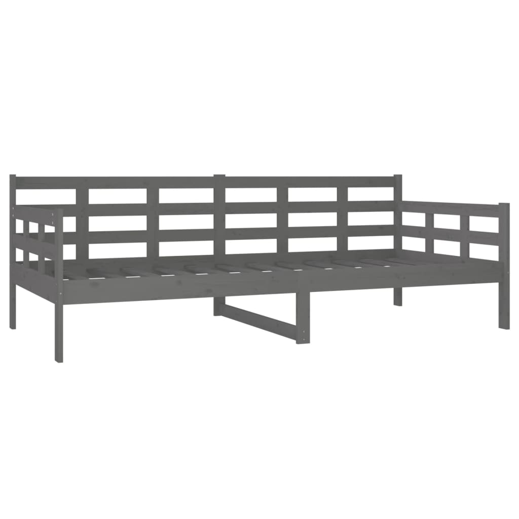 Lit de jour sans matelas gris bois de pin massif 90x200 cm