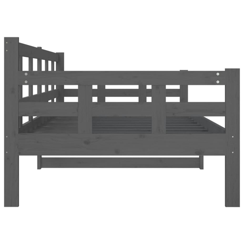 Lit de jour sans matelas gris bois de pin massif 90x200 cm