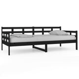 Day bed without mattress black solid pine wood 90x200 cm