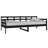 Day bed without mattress black solid pine wood 90x200 cm