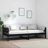 Day bed without mattress black solid pine wood 90x200 cm