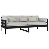 Day bed without mattress black solid pine wood 90x200 cm