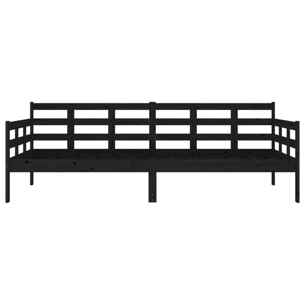 Day bed without mattress black solid pine wood 90x200 cm