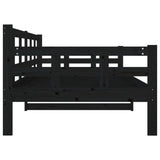 Day bed without mattress black solid pine wood 90x200 cm