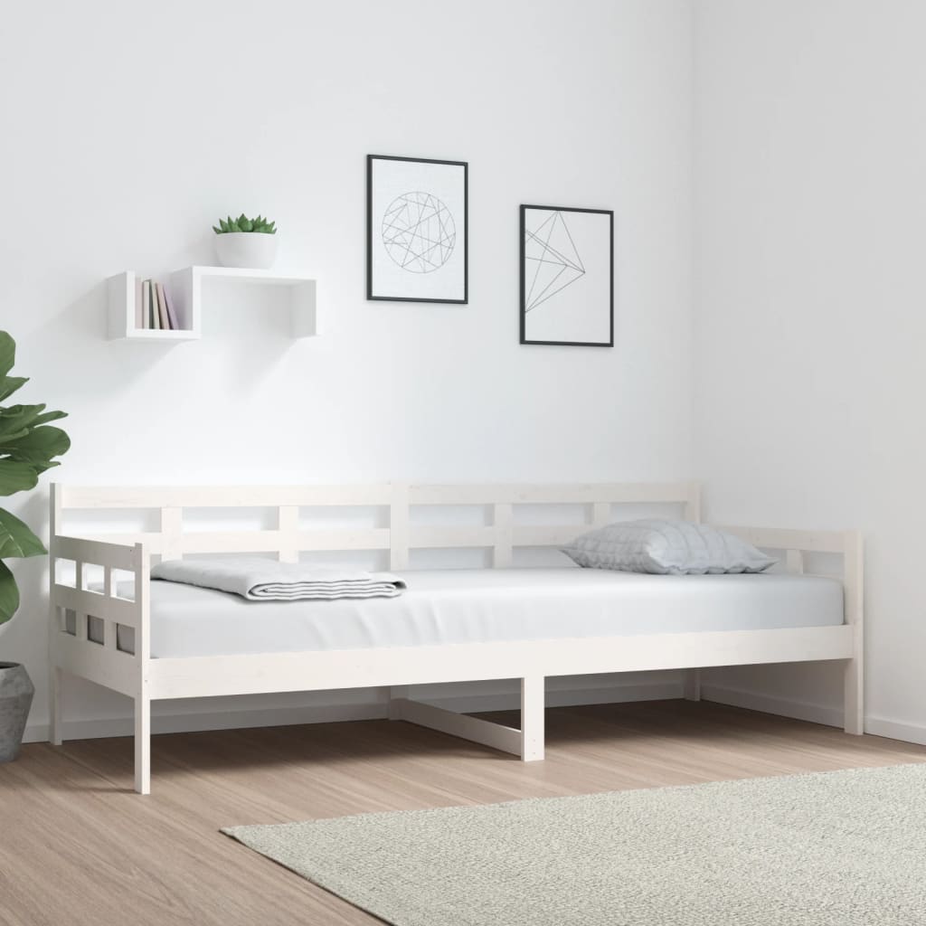 Lit de jour sans matelas blanc bois de pin massif 80x200 cm