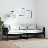 Day bed without mattress black solid pine wood 80x200 cm