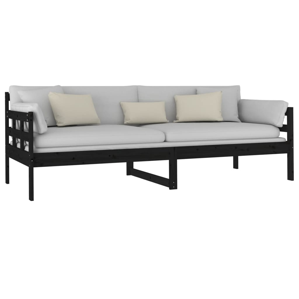 Day bed without mattress black solid pine wood 80x200 cm