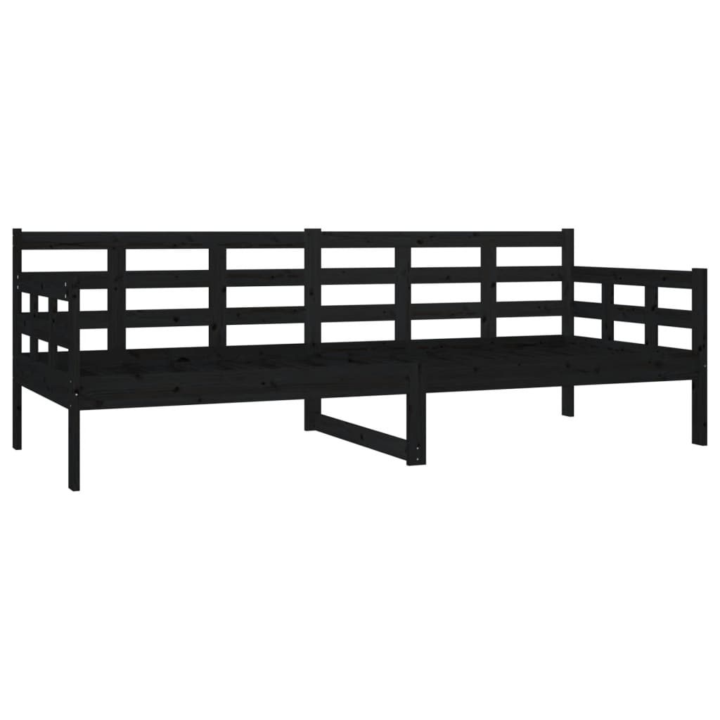 Day bed without mattress black solid pine wood 80x200 cm