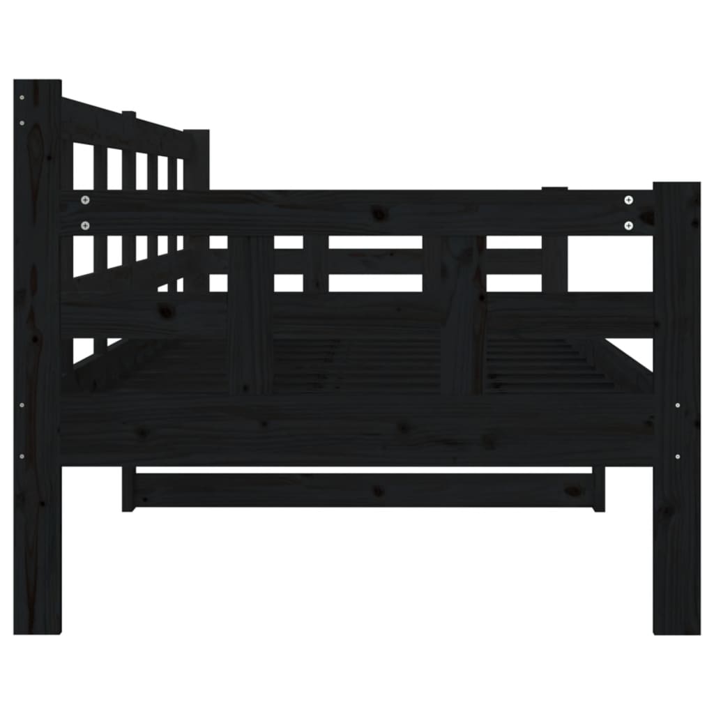 Day bed without mattress black solid pine wood 80x200 cm