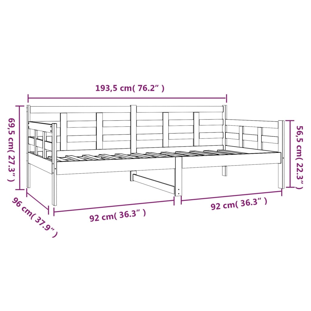 Lit de jour sans matelas blanc bois de pin massif 90x190 cm