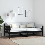 Lit de jour sans matelas noir bois de pin massif 90x190 cm