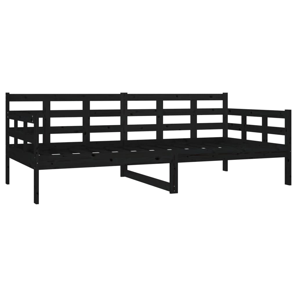 Lit de jour sans matelas noir bois de pin massif 90x190 cm