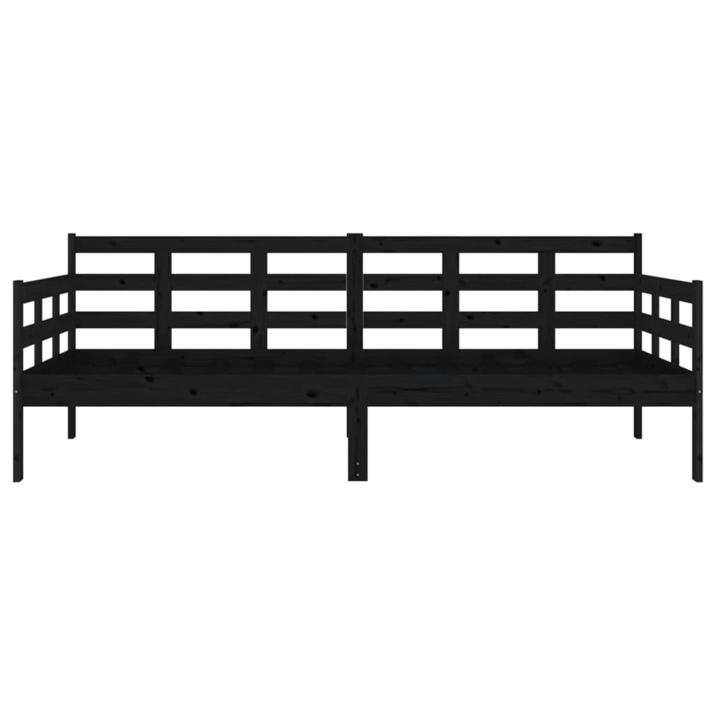 Lit de jour sans matelas noir bois de pin massif 90x190 cm