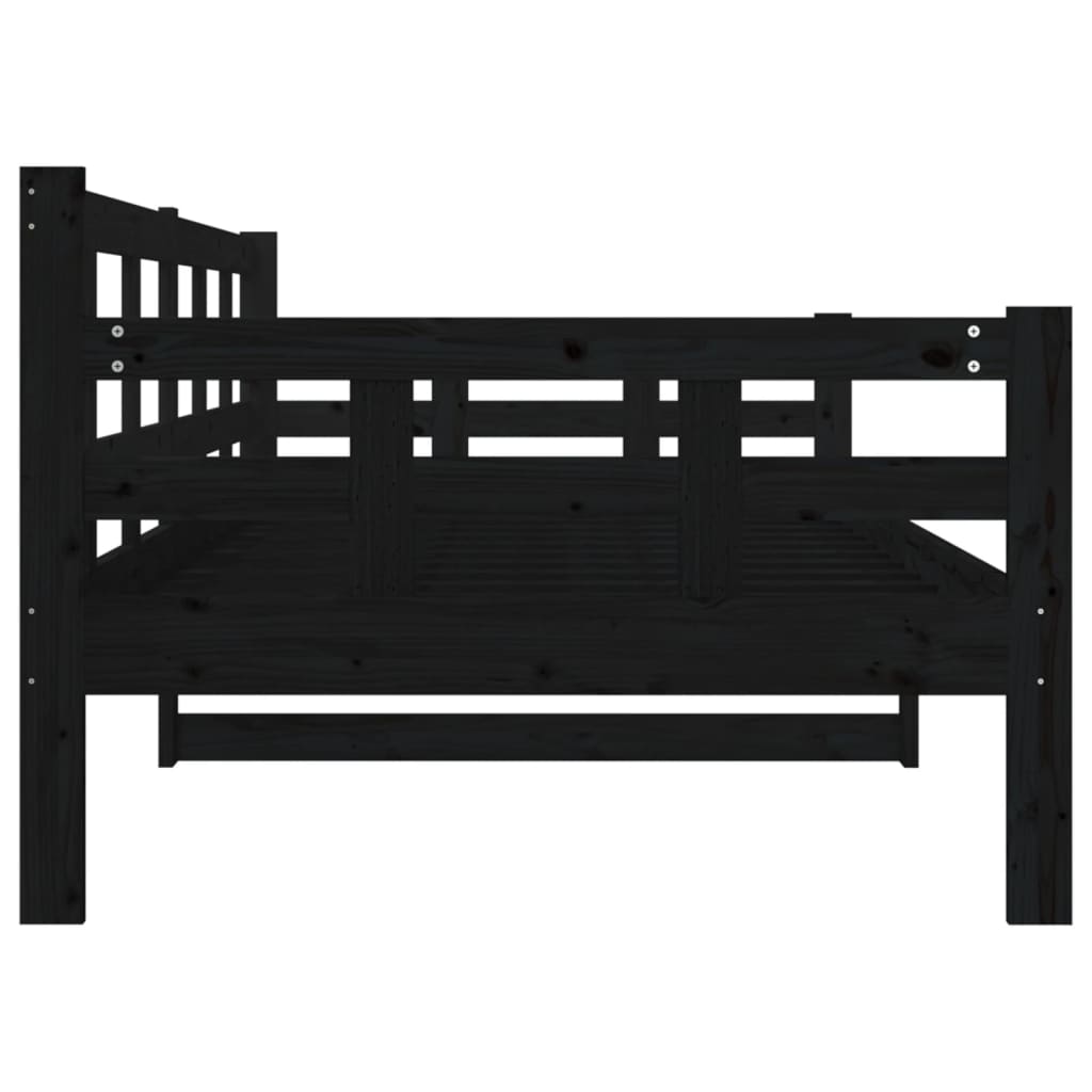 Lit de jour sans matelas noir bois de pin massif 90x190 cm