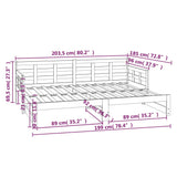 Sliding bed without mattress white 2x(90x200) cm