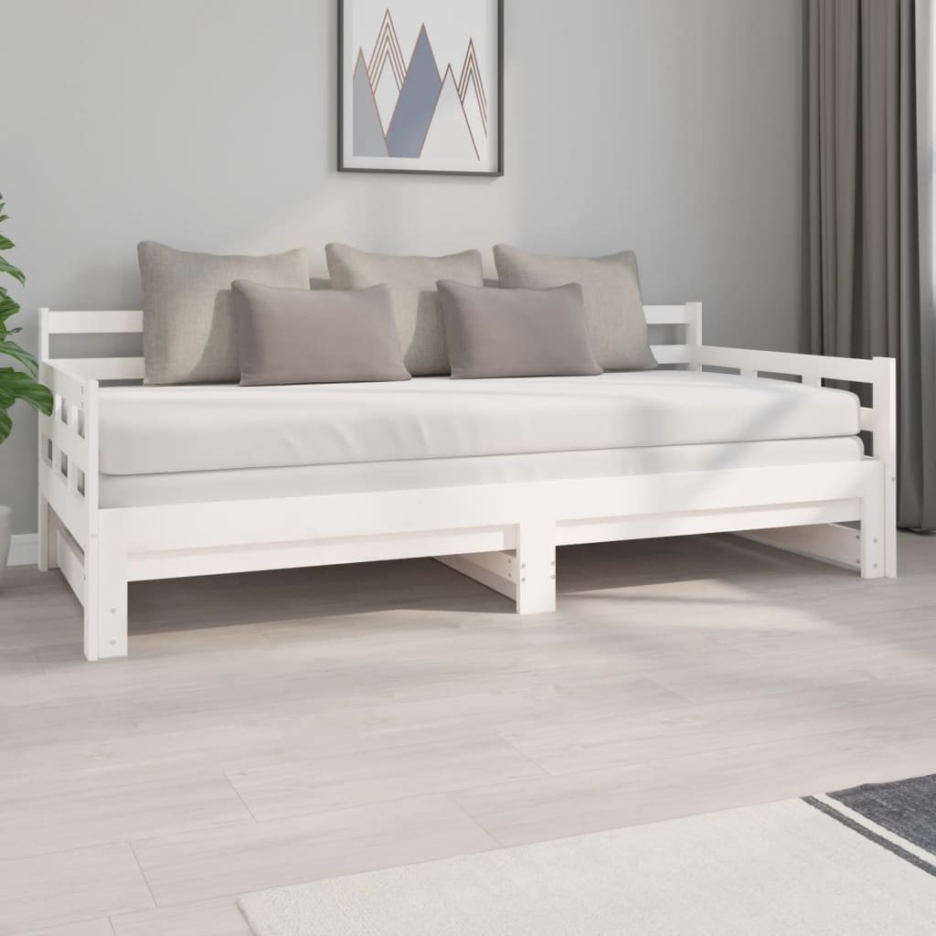 Sliding bed without mattress white 2x(90x200) cm