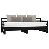 Sliding bed without mattress black 2x(90x200) cm