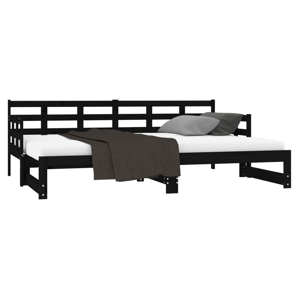 Sliding bed without mattress black 2x(90x200) cm