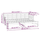 Sliding bed without mattress black 2x(90x200) cm