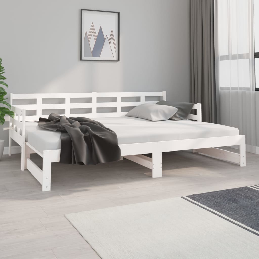 Lit coulissant sans matelas blanc 2x(80x200)cm