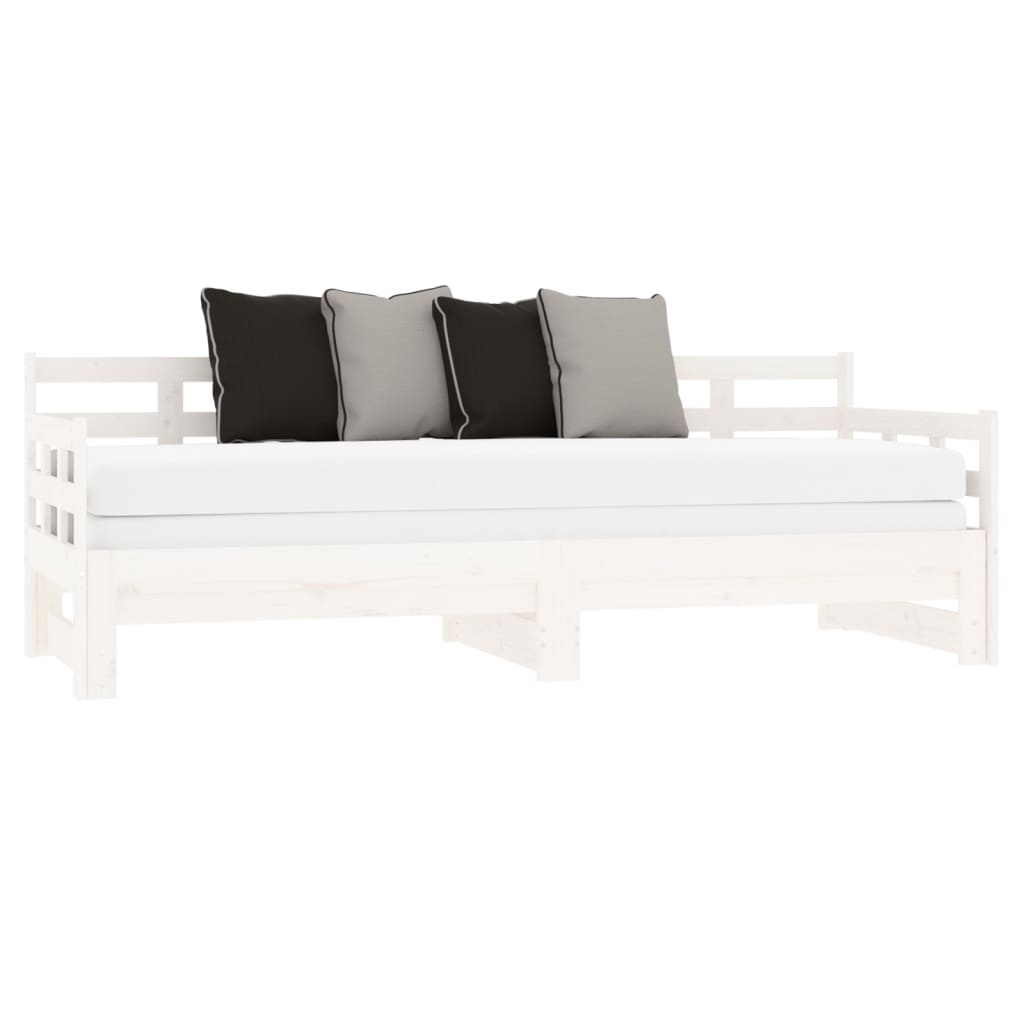 Lit coulissant sans matelas blanc 2x(80x200)cm