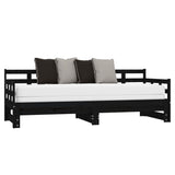 Lit coulissant sans matelas noir 2x(80x200)cm