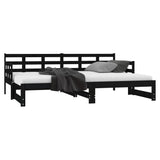 Lit coulissant sans matelas noir 2x(80x200)cm