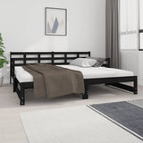 Lit coulissant sans matelas noir 2x(90x190) cm