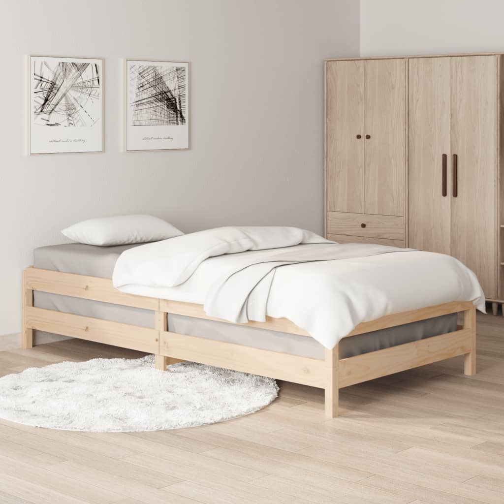 Stackable bed without mattress 100x200 cm solid pine wood