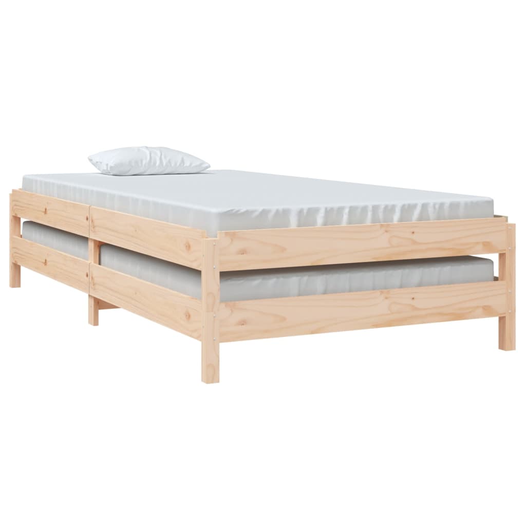 Stackable bed without mattress 100x200 cm solid pine wood