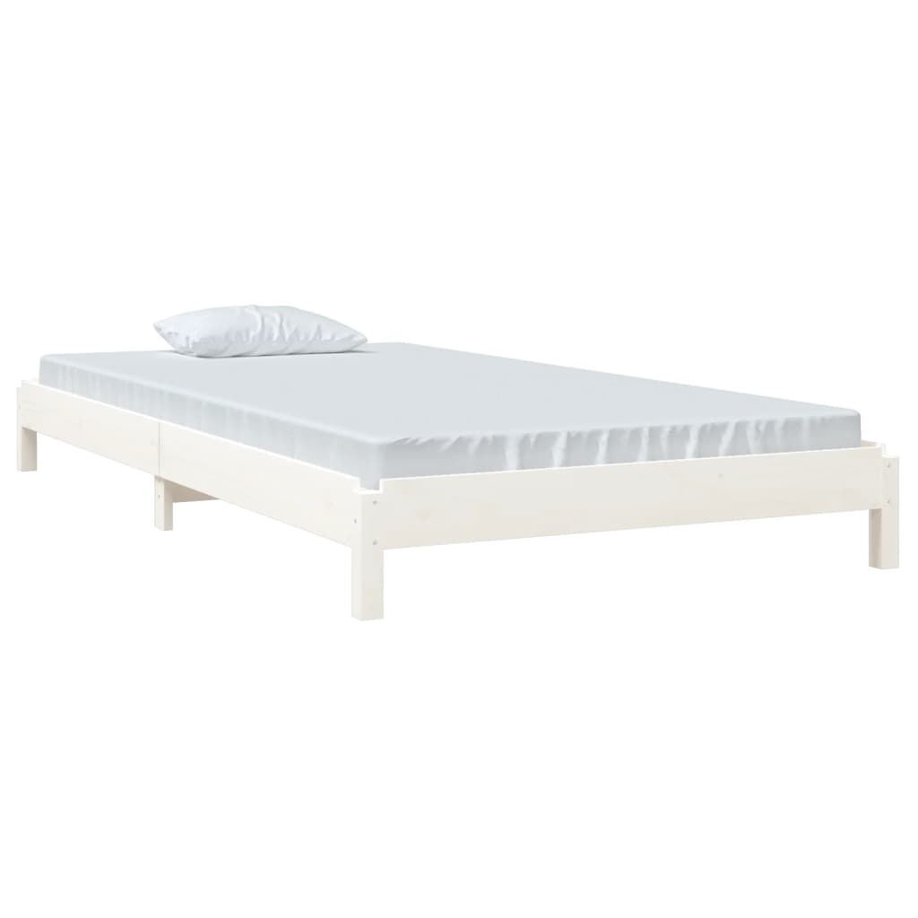 Stackable bed without mattress white 100x200 cm solid pine wood