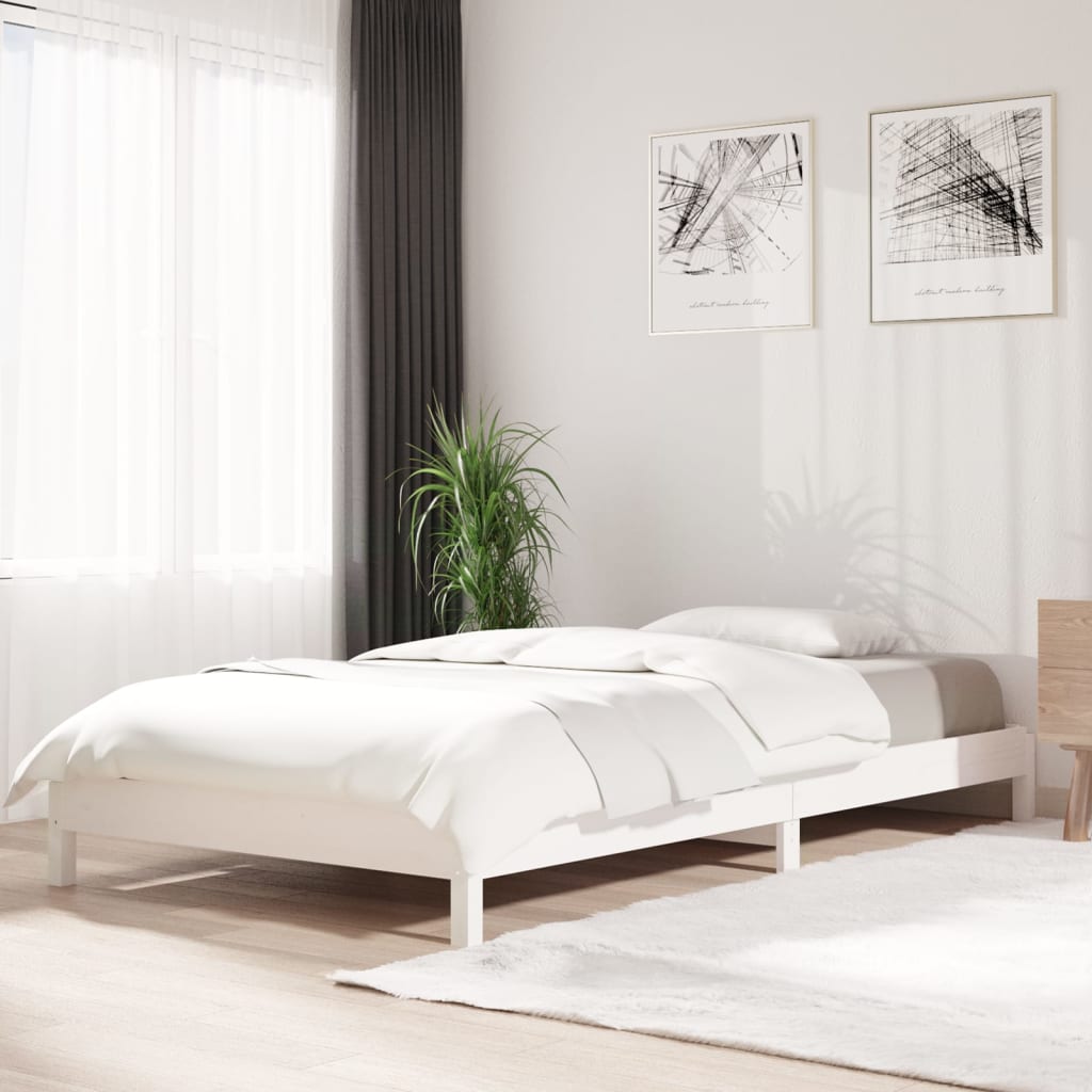 Stackable bed without mattress white 100x200 cm solid pine wood