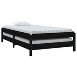 Stackable bed without mattress black 100x200 cm solid pine wood