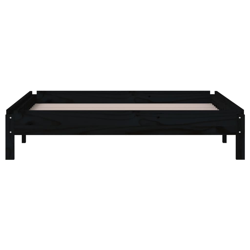 Stackable bed without mattress black 100x200 cm solid pine wood