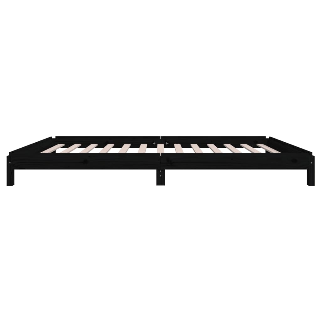 Stackable bed without mattress black 100x200 cm solid pine wood