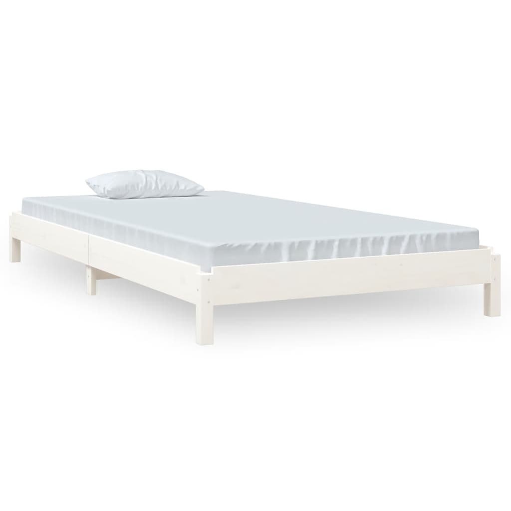 Stackable bed without mattress white 90x200 cm solid pine wood