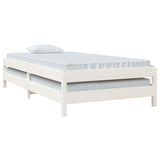 Stackable bed without mattress white 90x200 cm solid pine wood