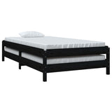 Lit empilable sans matelas noir 90x200 cm bois de pin massif