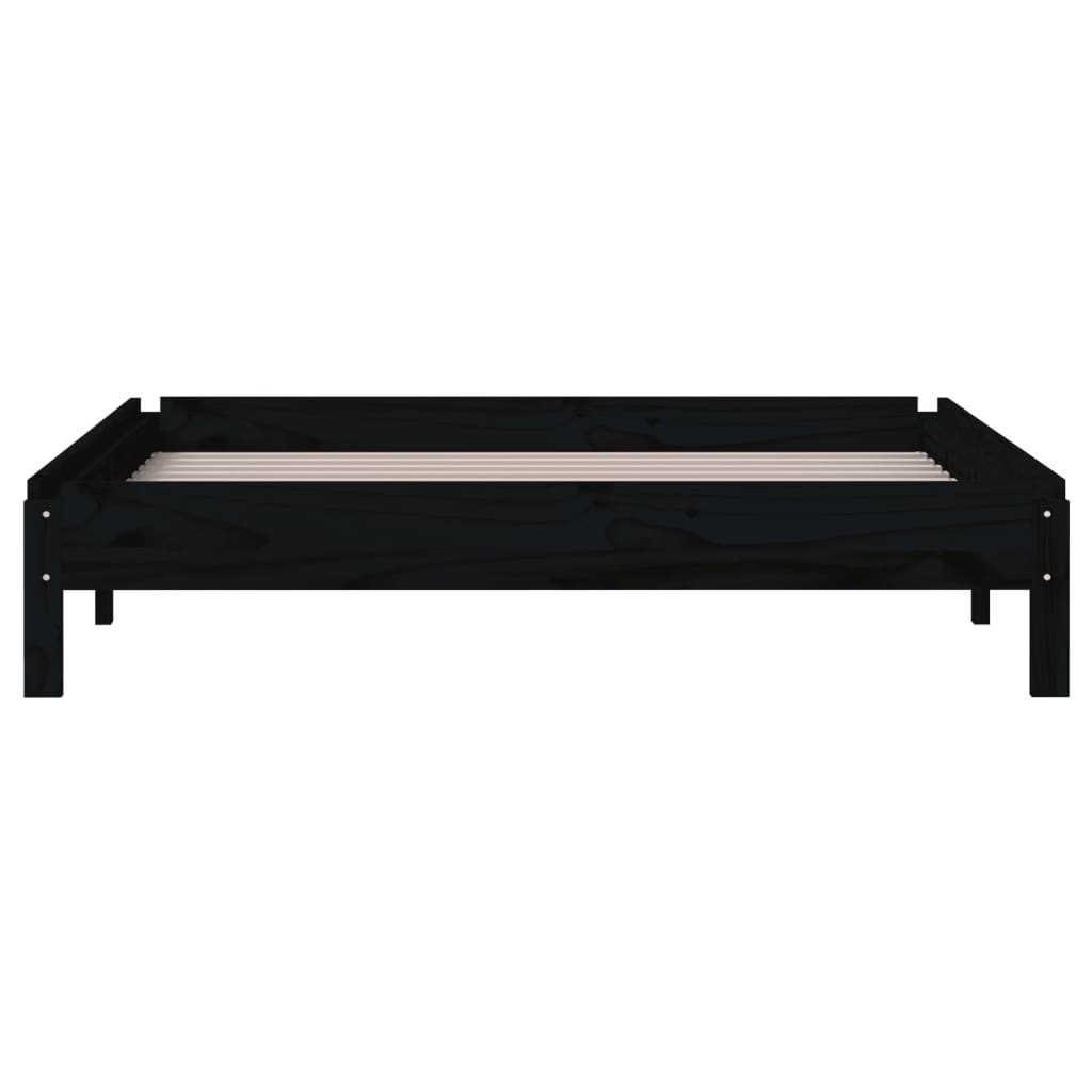 Lit empilable sans matelas noir 90x200 cm bois de pin massif