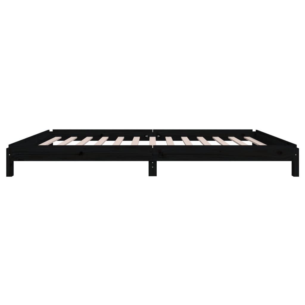 Lit empilable sans matelas noir 90x200 cm bois de pin massif