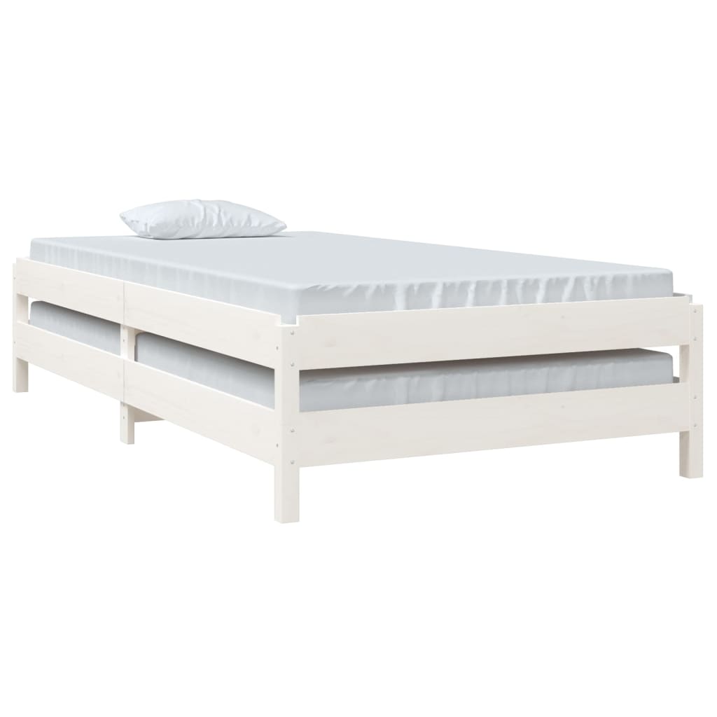 Lit empilable sans matelas blanc 80x200 cm bois de pin massif