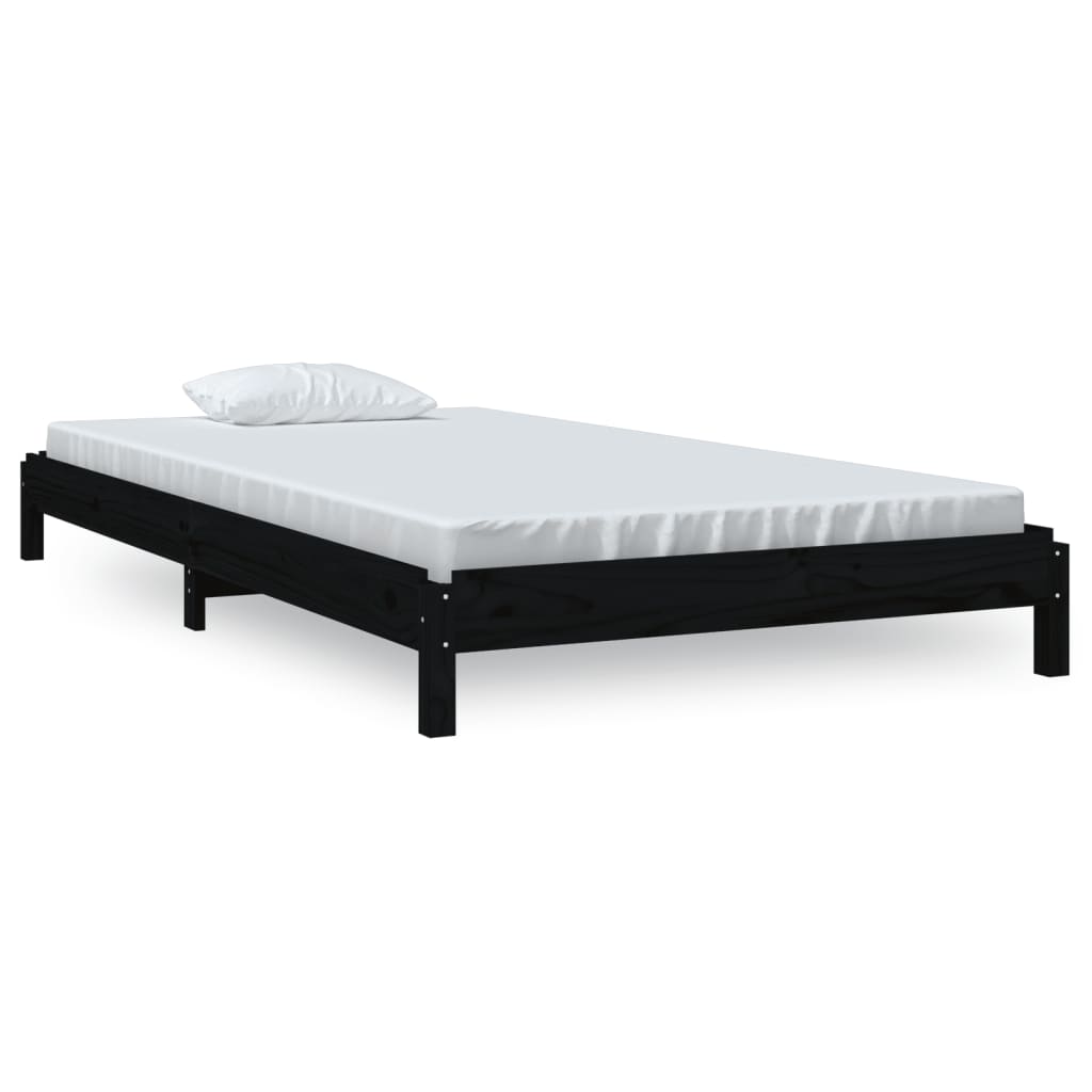 Lit empilable sans matelas noir 80x200 cm bois massif de pin