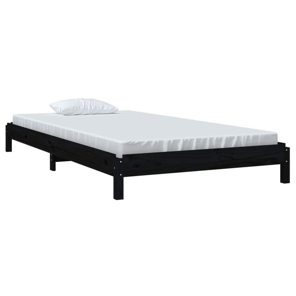 Lit empilable sans matelas noir 80x200 cm bois massif de pin