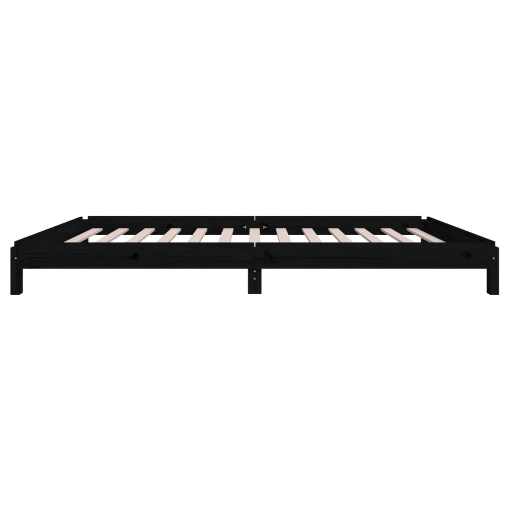 Lit empilable sans matelas noir 80x200 cm bois massif de pin