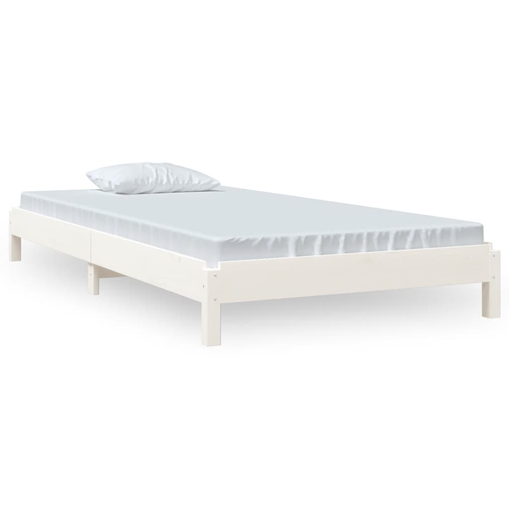 Stapelbares Bett ohne Matratze weiß 90x190 cm aus massivem Kiefernholz