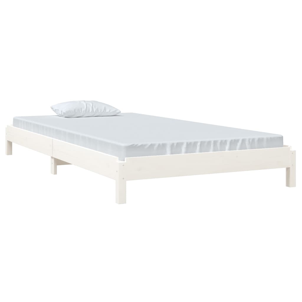 Lit empilable sans matelas blanc 90x190 cm bois de pin massif