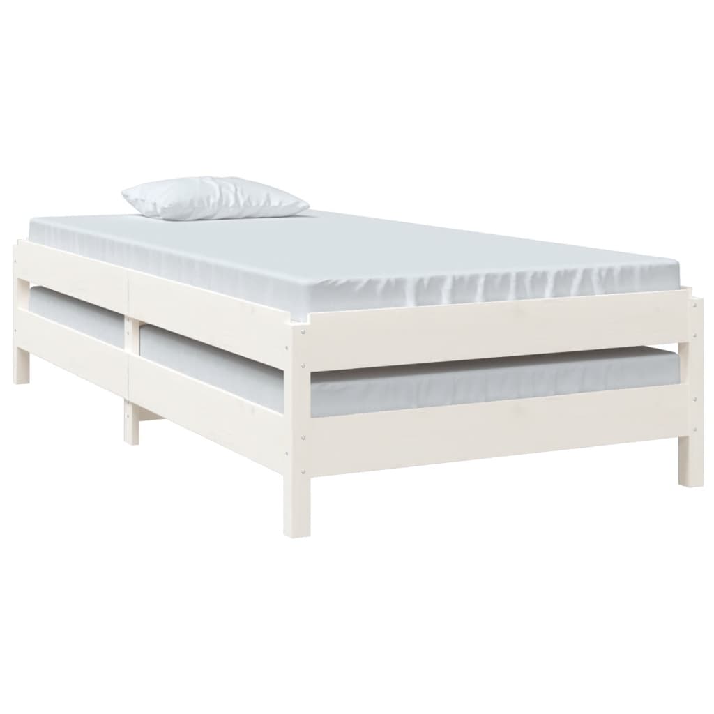 Lit empilable sans matelas blanc 90x190 cm bois de pin massif