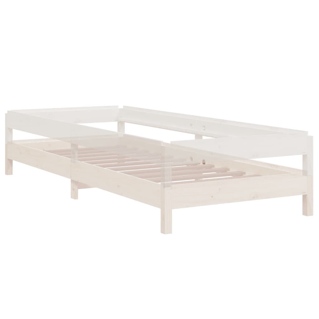 Lit empilable sans matelas blanc 90x190 cm bois de pin massif