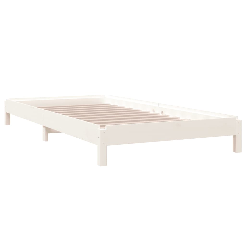 Lit empilable sans matelas blanc 90x190 cm bois de pin massif