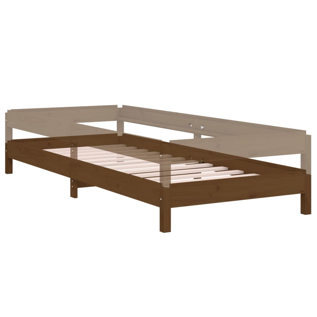 Lit empilable sans matelas marron miel 90x190cm bois pin massif